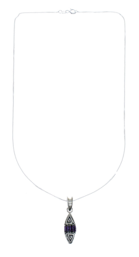 Southwest Needlepoint Magenta Turquoise Sterling Silver Box Chain Necklace Set JX129100